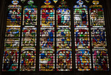 Fototapeta  -  Colorful stained glass windows in Troyes Cathedral  dedicated to Saint Peter and Saint Paul. France.