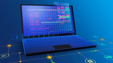 Close-up laptop for modern tech business life usage work social media network