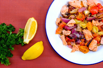 Sticker - Healthy Salmon Fillet With Roasted Vegetables