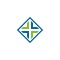 Sticker - Health care and medical logo design with using cross icon medical icon symbol template