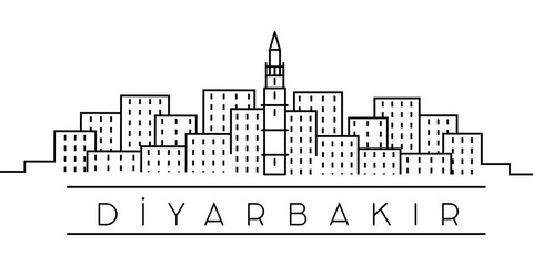 Wall Mural - Diyarbakir city outline icon. Elements of Turkey cities illustration icons. Signs, symbols can be used for web, logo, mobile app, UI, UX