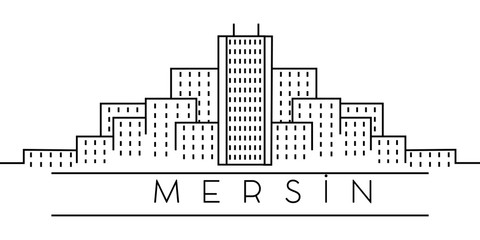 Wall Mural - Mersin city outline icon. Elements of Turkey cities illustration icons. Signs, symbols can be used for web, logo, mobile app, UI, UX