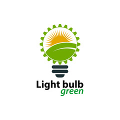 Ecology light bulb green logo icon design templat on White Background,Vector Illustration