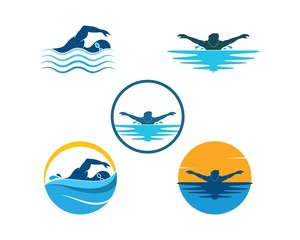 swimming icon logo vector illustration design