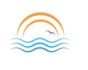 wave sun logo icon vector illustration design