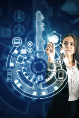 Businesswoman using digital interface