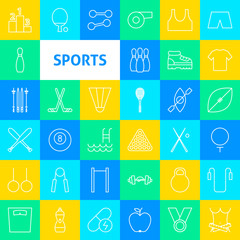 Wall Mural - Vector Sports Line Icons