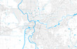 Rich detailed vector map of Sacramento, California, U.S.A.