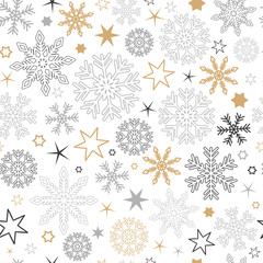 seamless pattern snowflake background in gold and silver colors vector illustration EPS10