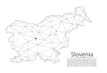 Wall Mural - The map of the network of the Slovenia. Vector low-poly image of a global map with lights in the form of a population density of cities consisting of shapes. Easy to edit