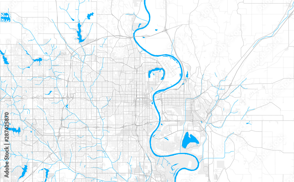 Rich detailed vector map of Omaha, Nebraska, U.S.A. - obrazy, fototapety, plakaty 