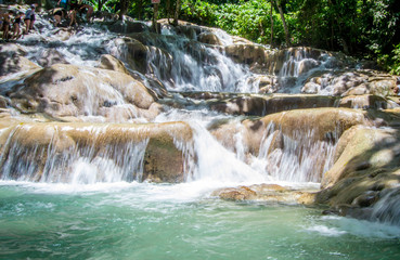 Wall Mural - River falls flowing over limestone