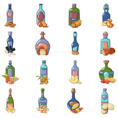 Canvas Print - Nut oil icons set. Cartoon set of 16 nut oil vector icons for web isolated on white background