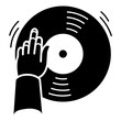 © ylivdesign - Dj hand vinyl disc icon. Simple illustration of dj hand vinyl disc vector icon for web design isolated on white background