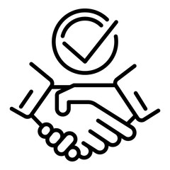 Poster - Handshake check icon. Outline handshake check vector icon for web design isolated on white background
