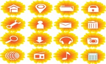 Yellow Web Button And Icon Set