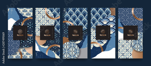 Cuadros en Lienzo Vector set packaging templates japanese of nature luxury or premium products