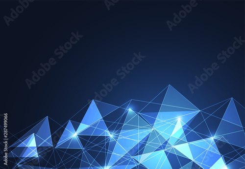 Abstract Polygonal Space Background with Connecting Dots and Lines. Vector Il...