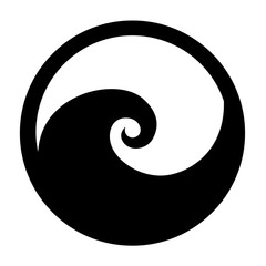 Wall Mural - Koru spiral icon in black stylised maori tribal tattoo