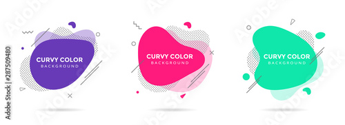 Cuadros en Lienzo 3 Modern liquid abstract element shape memphis style design fluid vector colorful illustration set