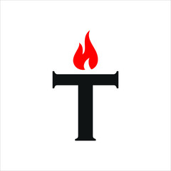 Wall Mural - Letter T and Flame Logo. Fire Symbol. Icon Vector Eps 10.