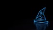 © Destrosvet - 3d glowing wireframe symbol of symbol of hat wizard isolated on black background