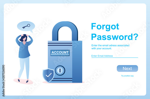 Cuadros en Lienzo Sad female character and account lock,forgot password web page template