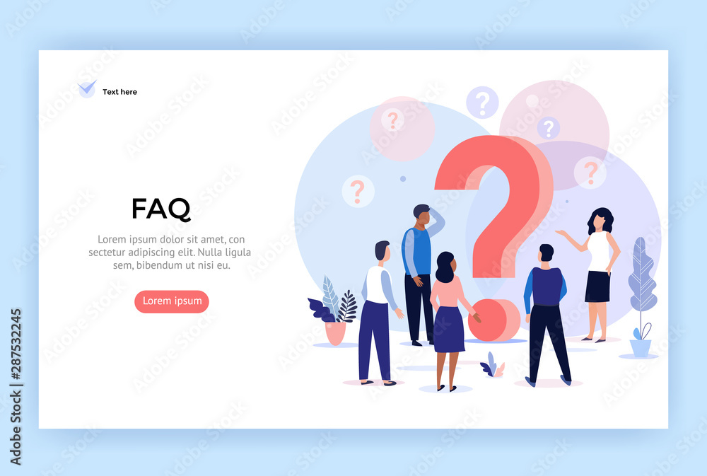 Concept illustration Frequently asked questions, people around question ...
