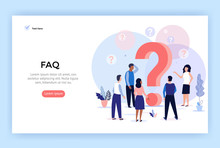 Concept Illustration Frequently Asked Questions, People Around Question Marks, Perfect For Web Design, Banner, Mobile App, Landing Page, Vector Flat Design