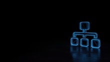 3d Glowing Wireframe Symbol Of Symbol Of Sitemap Isolated On Black Background