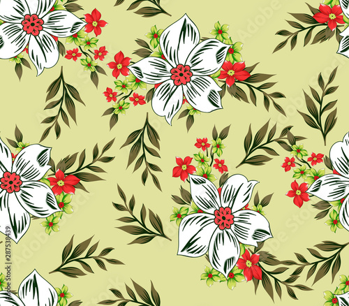 Flower with leave seamless pattern design