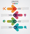 Vector arrows 4 steps timeline infographics template step by step, diagram chart, graph presentation. Business progress concept with 4 options, parts, steps.