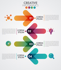 Wall Mural - vector arrows 4 steps timeline infographics template step by step, diagram chart, graph presentation