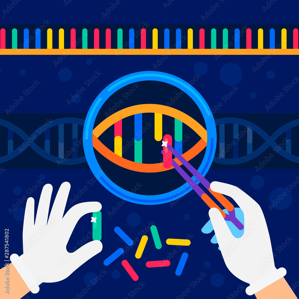 genome sequencing concept. Nanotechnology and biochemistry laboratory ...