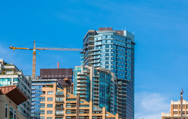 Canvas Print - New Blue Tower Construction in Seattle Washington