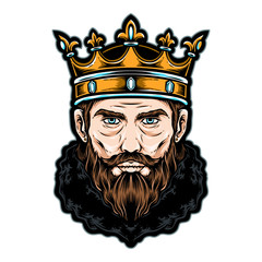 Wall Mural - king head vector logo and icon
