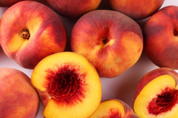 Canvas Print - Peach on a white background closeup