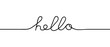 Continuous black line drawing word Hello. Minimalist hello concept. Vector illustration
