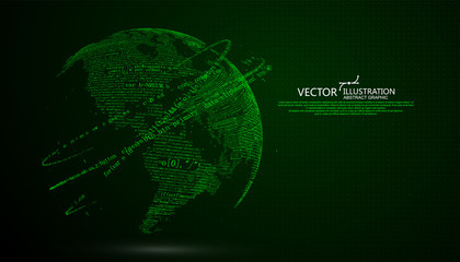 The Earth is made up of digital codes., a sense of science and technology abstract graphics.