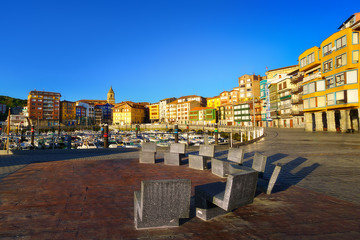 Fototapete - Bermeo port and village with beautiful houses in Basque Country