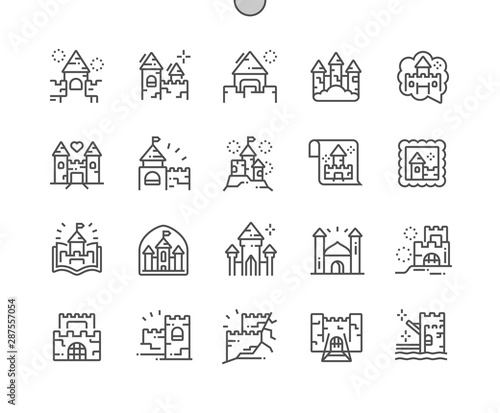 Cuadros en Lienzo Castles and fortresses Well-crafted Pixel Perfect Vector Thin Line Icons 30 2x Grid for Web Graphics and Apps