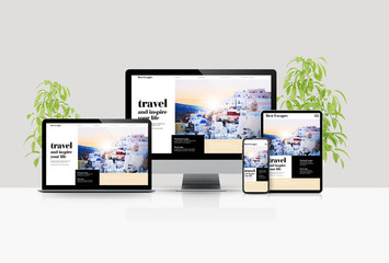 Wall Mural - devices mock up scene travel blog