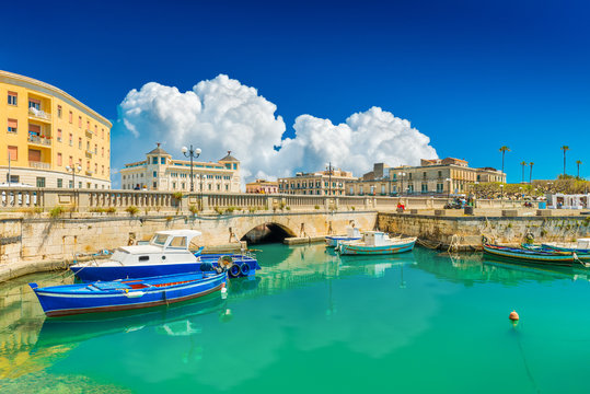 scenic view of ortygia (ortigia), syracuse, italy. cityscape of the famous historical place on sicil
