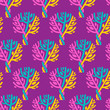 Seamless trees and twigs pattern. Colored vector design element for frame and border, textile, fabric or paper print. Vector background