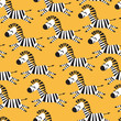 Seamless pattern of zebra.  Colored vector design element for frame and border, textile, fabric or paper print. Vector background with stylized fantasy zebra