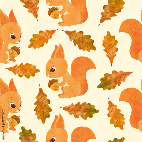 Autumn pattern with cute wa...
