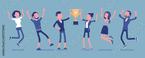 Cuadros en Lienzo Winner team with business trophy