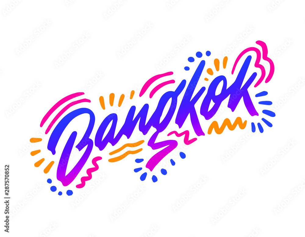Bangkok handwritten city name.Modern Calligraphy Hand Lettering for ...