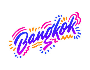 Wall Mural - Bangkok handwritten city name.Modern Calligraphy Hand Lettering for Printing,background ,logo, for posters, invitations, cards, etc. Typography vector.