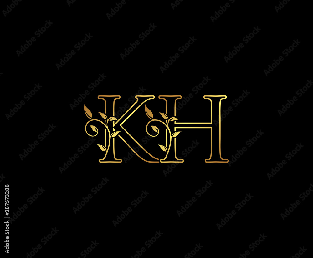 Initial letter K and H, KH, Gold Logo Icon, classy gold letter monogram  logo icon suitable for boutique,restaurant, wedding service, hotel or  business identity. Stock Vector | Adobe Stock